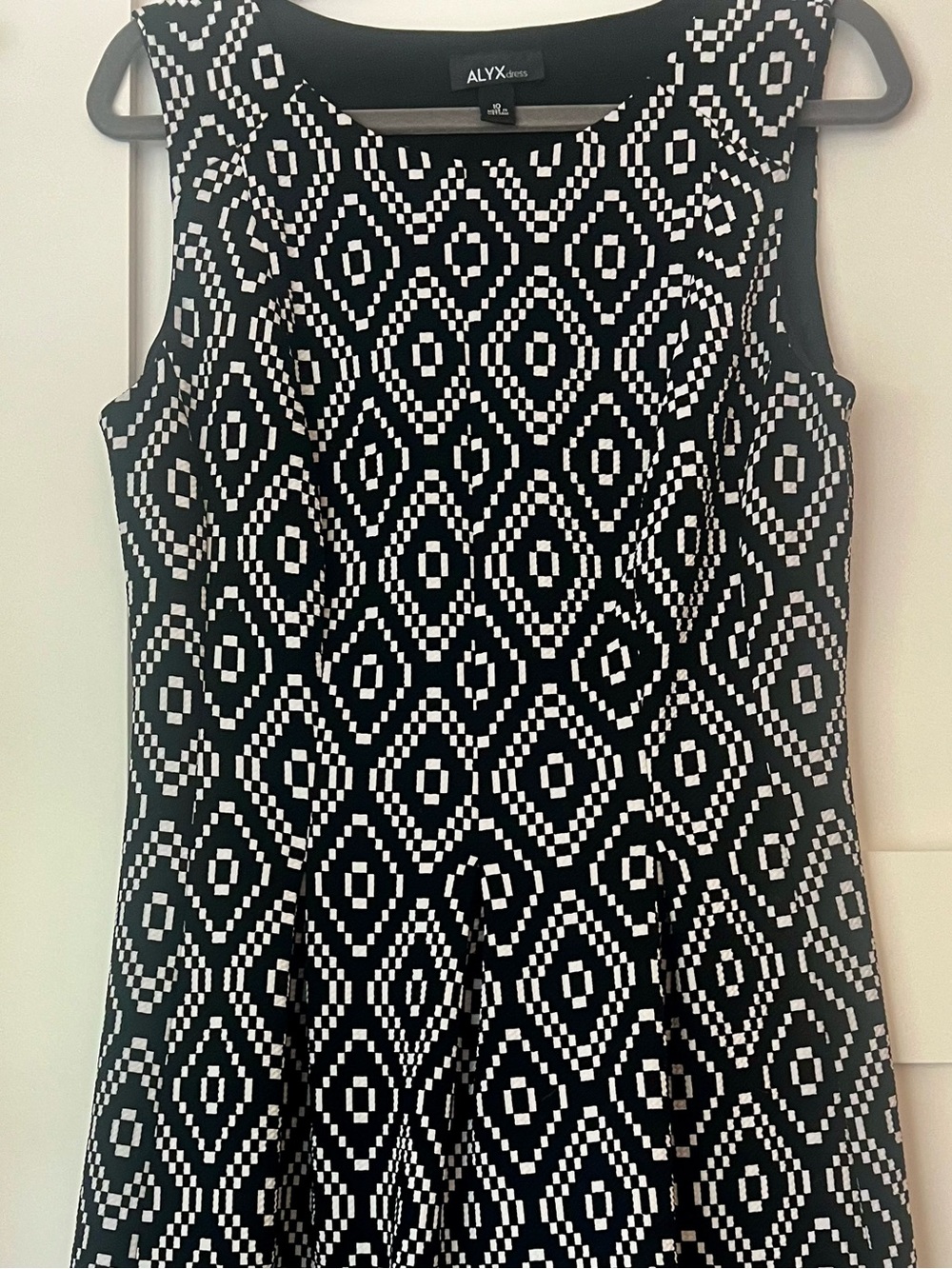 ALYX | Black White Geometric Fit & Flare Dress Sleeveless Size 10